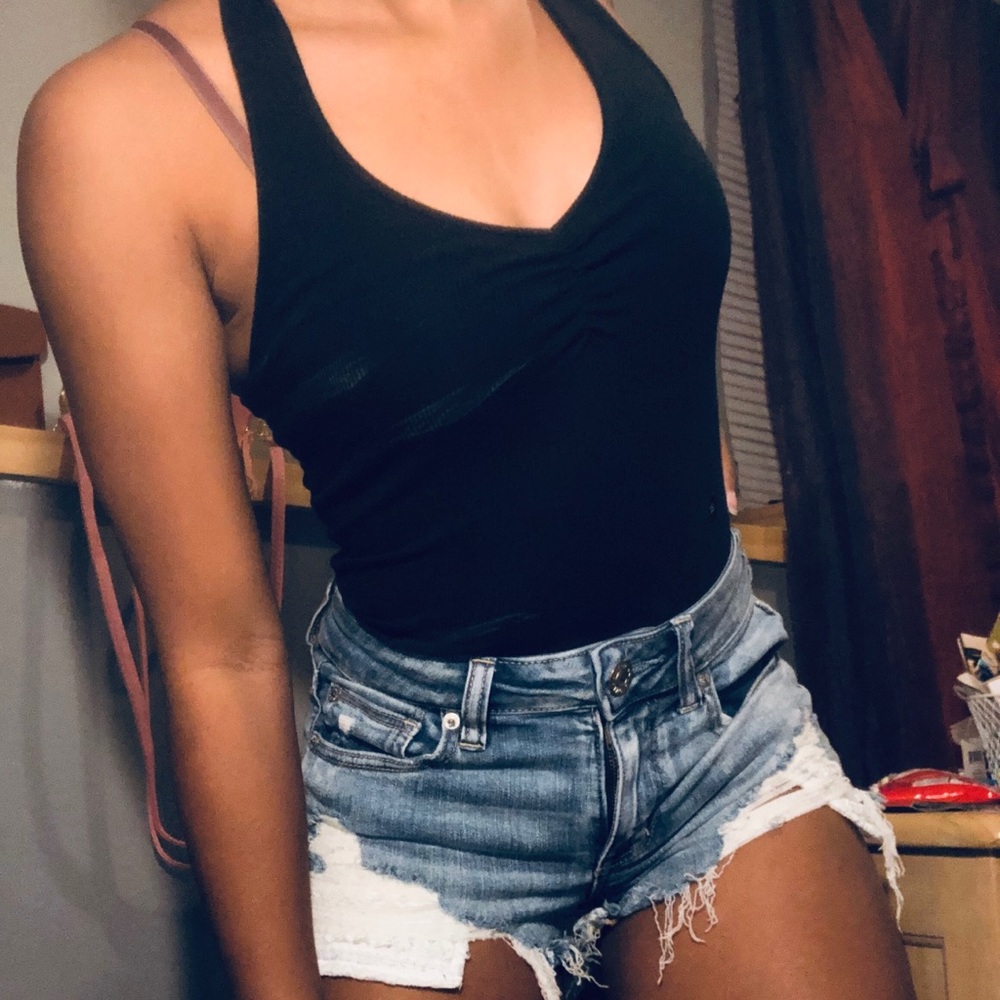 Black hollister bodysuit top w/ back open